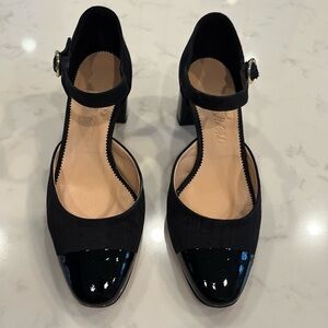 Millie ankle-strap heels in moiré size 8